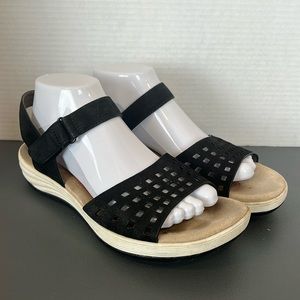 Bionica Black Perforated Sandals with Adjustable Ankle Strap